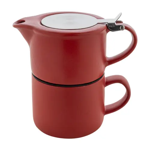 Set da tè in ceramica con finitura opaca composta da teiera e tazza