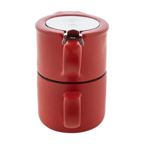 Set da tè in ceramica con finitura opaca composta da teiera e tazza