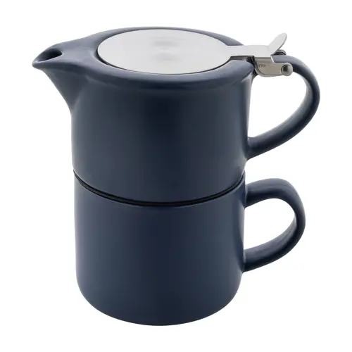 Set da tè in ceramica con finitura opaca composta da teiera e tazza