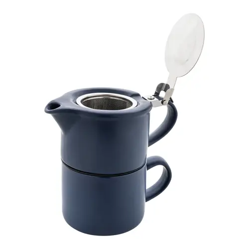 Set da tè in ceramica con finitura opaca composta da teiera e tazza