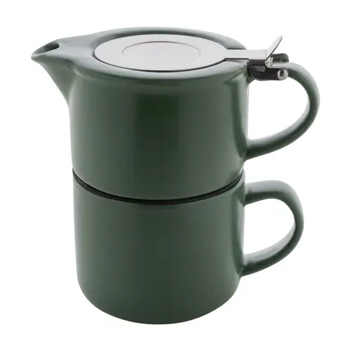 Set da tè in ceramica con finitura opaca composta da teiera e tazza