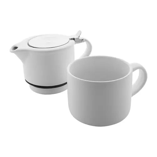 Set da tè in ceramica con finitura opaca composta da teiera e tazza