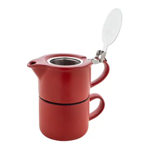 Set da tè in ceramica con finitura opaca composta da teiera e tazza