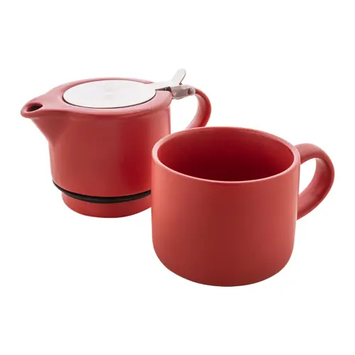 Set da tè in ceramica con finitura opaca composta da teiera e tazza