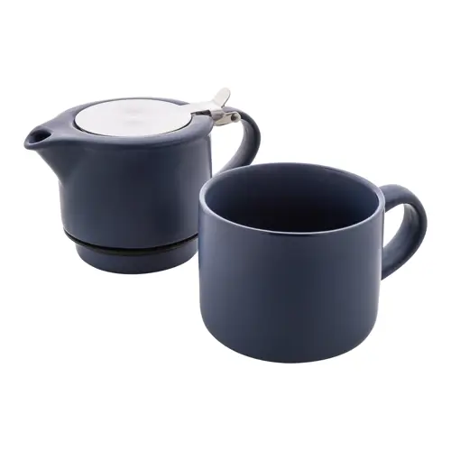 Set da tè in ceramica con finitura opaca composta da teiera e tazza