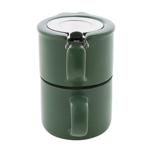 Set da tè in ceramica con finitura opaca composta da teiera e tazza