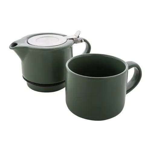 Set da tè in ceramica con finitura opaca composta da teiera e tazza