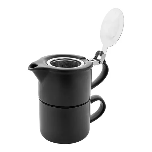 Set da tè in ceramica con finitura opaca composta da teiera e tazza
