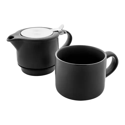 Set da tè in ceramica con finitura opaca composta da teiera e tazza