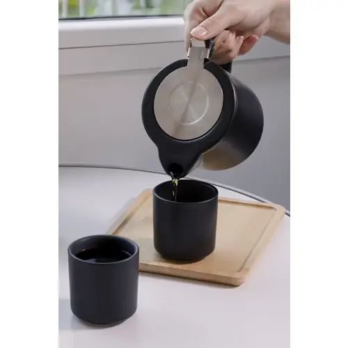 Set da tè in ceramica di alta qualità con finitura opaca e vassoio di servizio in bambù