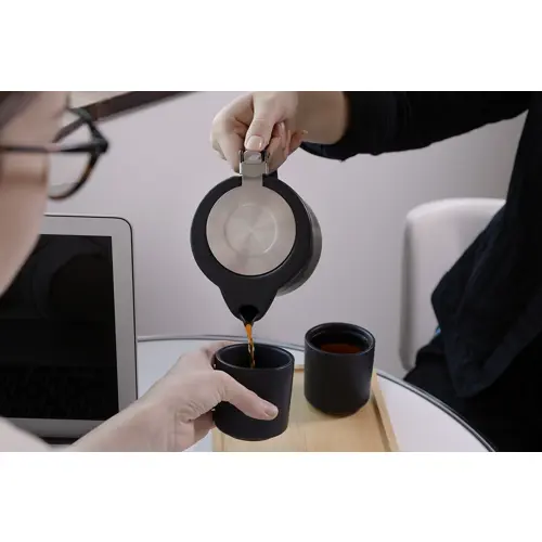 Set da tè in ceramica di alta qualità con finitura opaca e vassoio di servizio in bambù