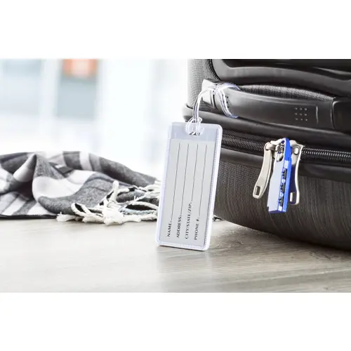 Portanome per bagaglio in plastica con inserto in carta