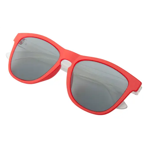 Occhiali da sole in plastica con combinazione colore lenti-telaio personalizzata e lenti UV400