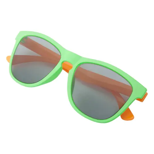 Occhiali da sole in plastica con combinazione colore lenti-telaio personalizzata e lenti UV400