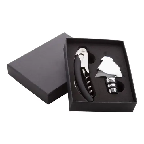 Set vino natalizio in scatola regalo di cartoncino nero