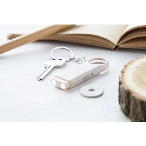 Portachiavi in plastica ecologica con gettone per il carrello e luci led