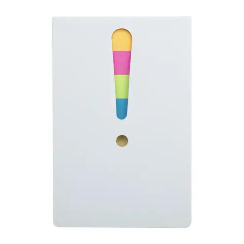 Notepad adesivi con punto esclamativo fustellato sulla copertina