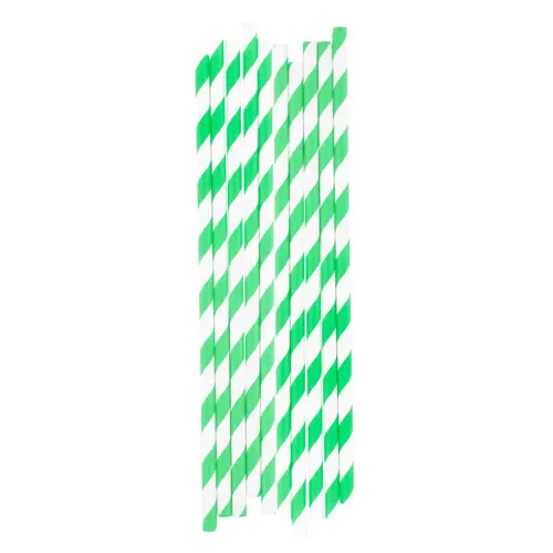 Set 10 cannucce in paglia di carta con motivo a righe in scatola di carta kraft