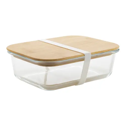 Porta pranzo  in vetro e coperchio in bambù da 800ml