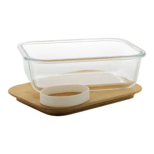 Porta pranzo  in vetro e coperchio in bambù da 800ml