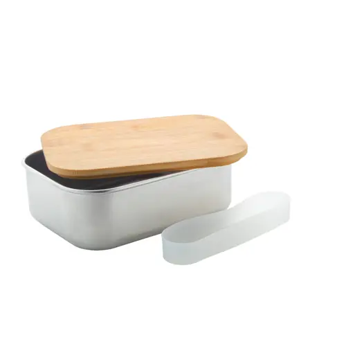 Porta pranzo in acciaio con coperchio in bambù da 800ml