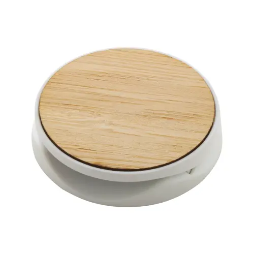 Porta telefono adesivo in plastica ricoperto in bambù