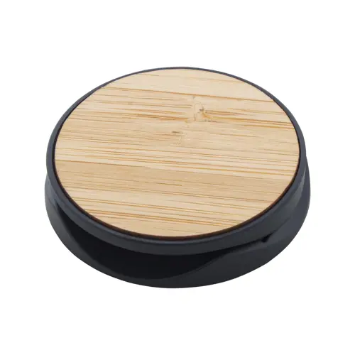 Porta telefono adesivo in plastica ricoperto in bambù