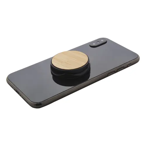 Porta telefono adesivo in plastica ricoperto in bambù