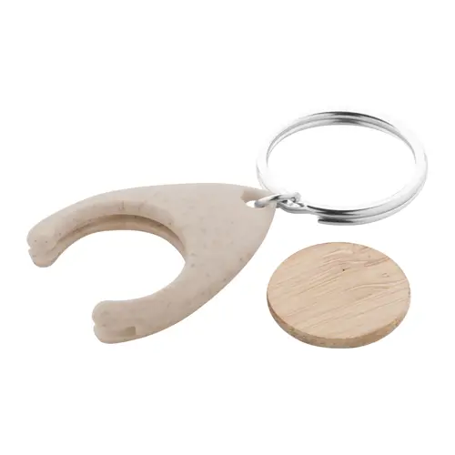 Portachiavi con gettone carrello in bambù e supporto in plastica ecologica