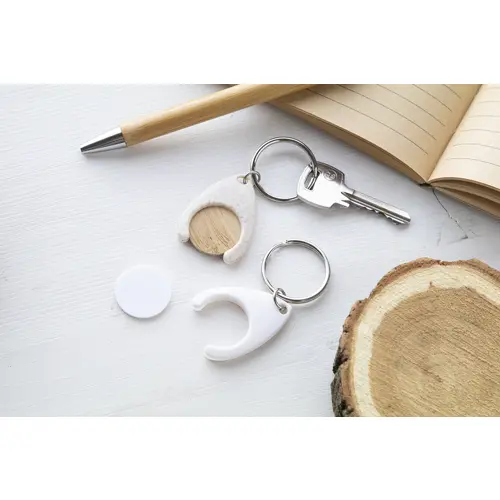 Portachiavi con gettone carrello in bambù e supporto in plastica ecologica