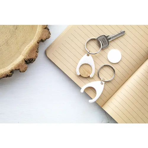 Portachiavi con gettone carrello in bambù e supporto in plastica ecologica