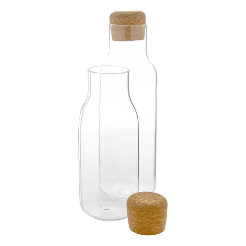 Caraffa per acqua in vetro borosilicato con coperchio in sughero 600 ml