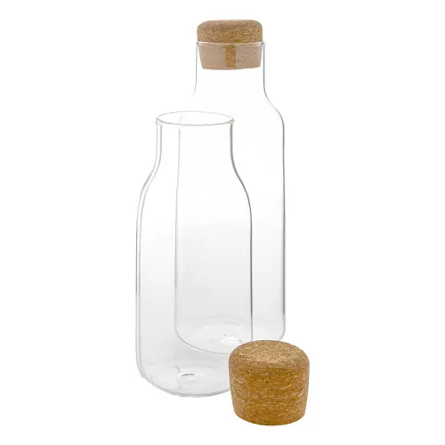 Caraffa per acqua in vetro borosilicato con coperchio in sughero 1000 ml