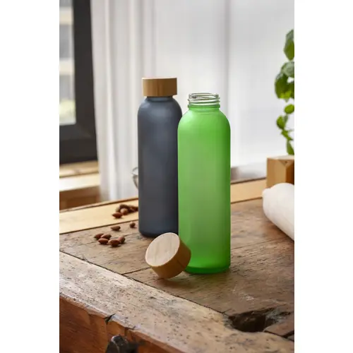 Borraccia in vetro opaco da 500 ml con tappo bambù