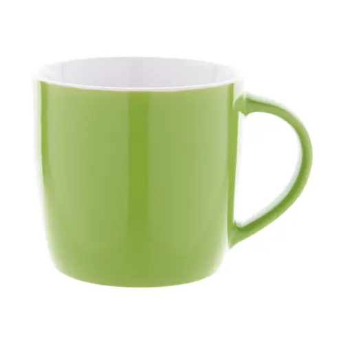 Tazza in ceramica colorata con interno bianco e confezione di cartoncino kraft 335ml