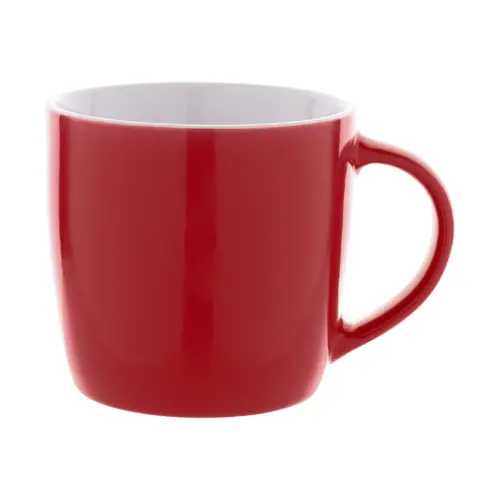 Tazza in ceramica colorata con interno bianco e confezione di cartoncino kraft 335ml