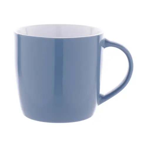 Tazza in ceramica colorata con interno bianco e confezione di cartoncino kraft 335ml