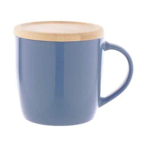 Tazza in ceramica colorata di alta qualità da 335ml con interno bianco sottobicchiere coperchio in bambù