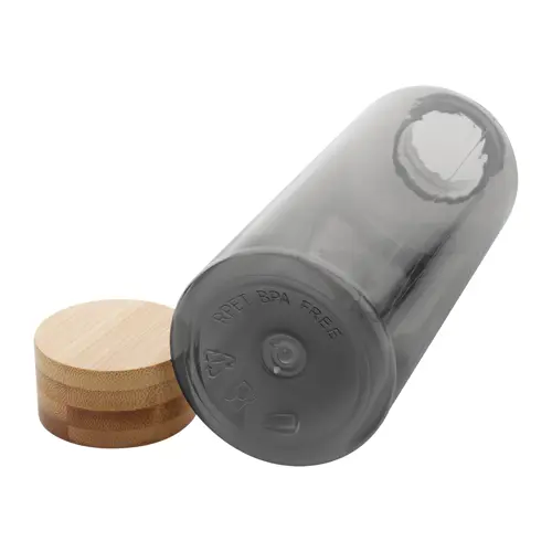 Borraccia in RPET trasparente in diverse colazionicon tappo in bambù da 500ml