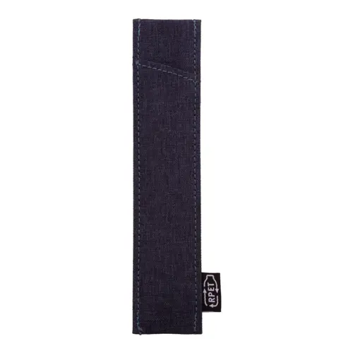 Penna a sfera in metallo con meccanismo a rotazione e fusto rivestito in poliestere RPET  con astuccio coordinato in RPET refill blu