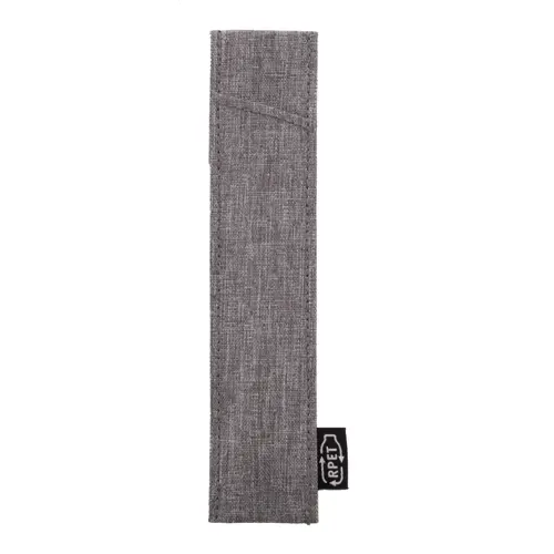 Penna a sfera in metallo con meccanismo a rotazione e fusto rivestito in poliestere RPET  con astuccio coordinato in RPET refill blu