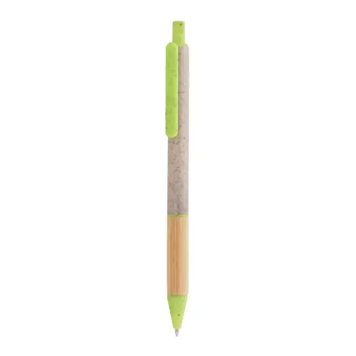 Penna a sfera in plastica ecologica di paglia di grano con impugnatura in bambù refill blu