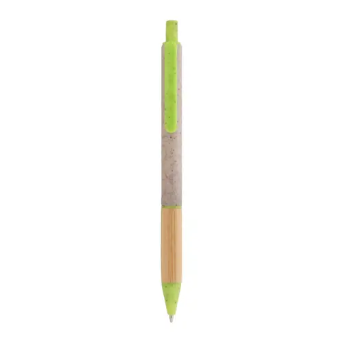 Penna a sfera in plastica ecologica di paglia di grano con impugnatura in bambù refill blu