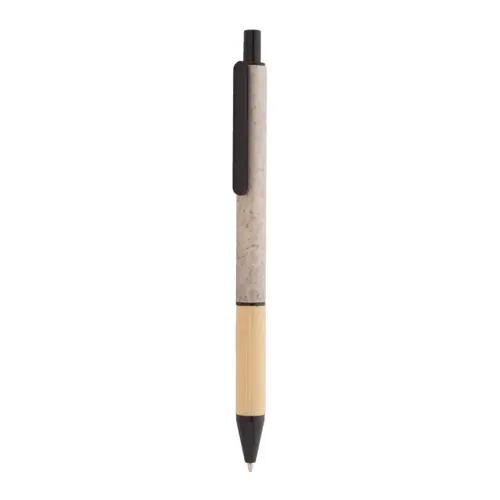 Penna a sfera in plastica ecologica di paglia di grano con impugnatura in bambù refill blu