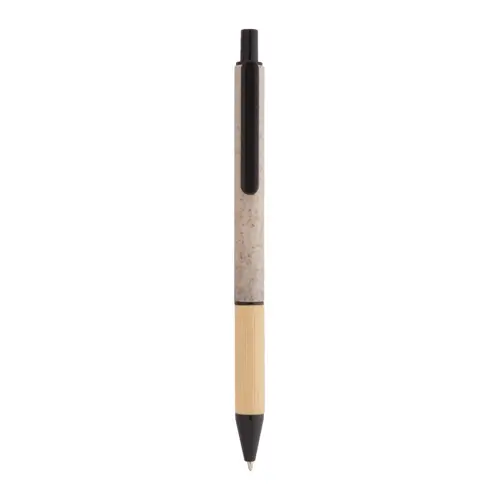 Penna a sfera in plastica ecologica di paglia di grano con impugnatura in bambù refill blu