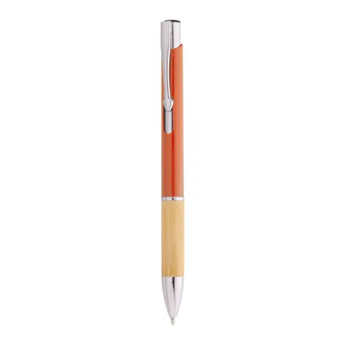 Penna a sfera in plastica ecologica di paglia di grano e bambù e parti e clip in metallo con refill blu