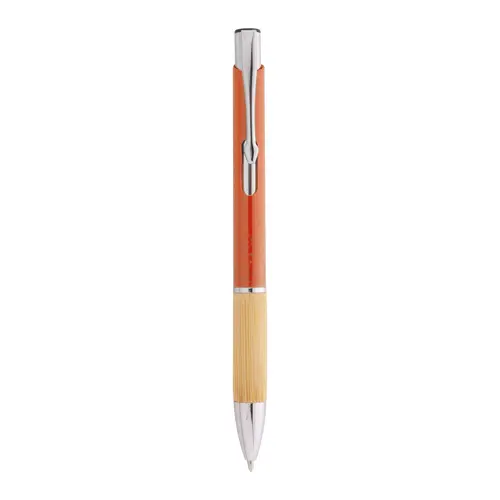 Penna a sfera in plastica ecologica di paglia di grano e bambù e parti e clip in metallo con refill blu
