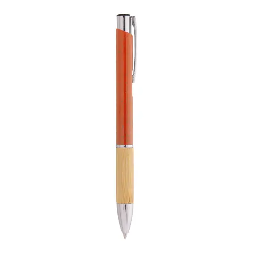 Penna a sfera in plastica ecologica di paglia di grano e bambù e parti e clip in metallo con refill blu