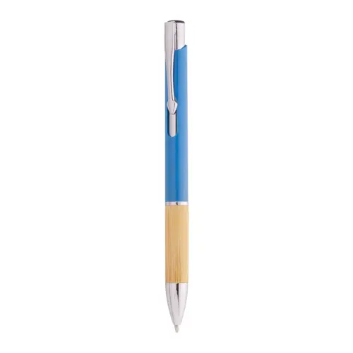 Penna a sfera in plastica ecologica di paglia di grano e bambù e parti e clip in metallo con refill blu