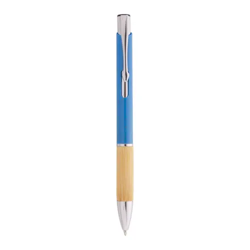 Penna a sfera in plastica ecologica di paglia di grano e bambù e parti e clip in metallo con refill blu
